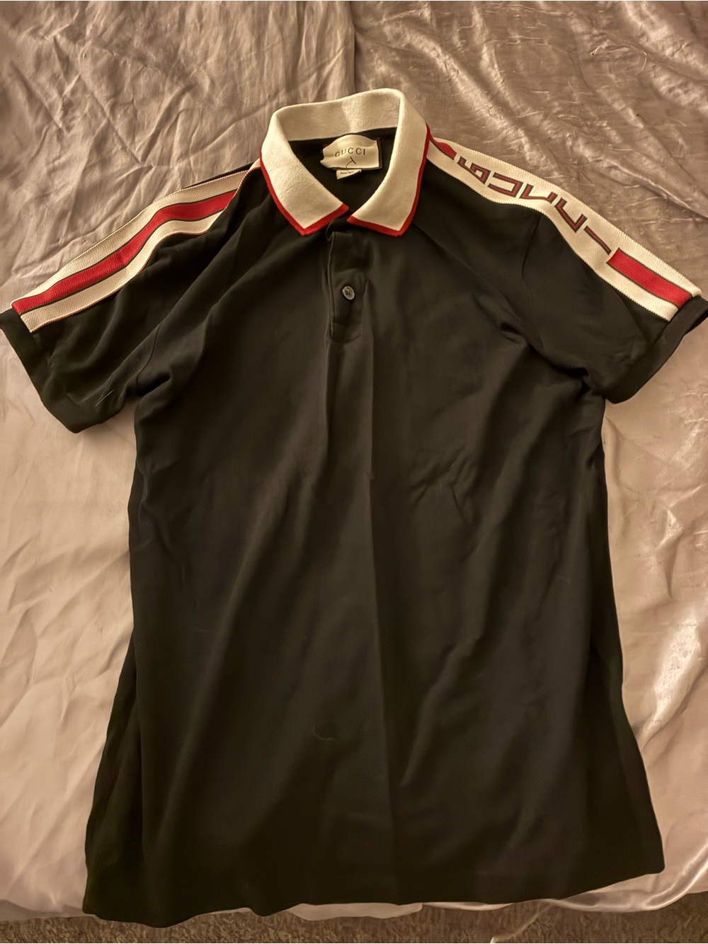 Gucci Black Polo with Red and White Trim